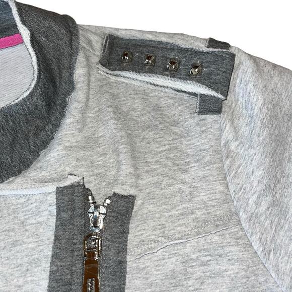 Orly Fleece Jacket Full Zip Asymmetric Sweatshirt Studded - Picture 7 of 14